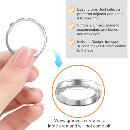 Haiou Ring Size Adjuster for Loose Rings - Clear Invisible Ring Guard, Spacer & Tightener | Sil. Resizer Extender - color: Transparent 12pcs