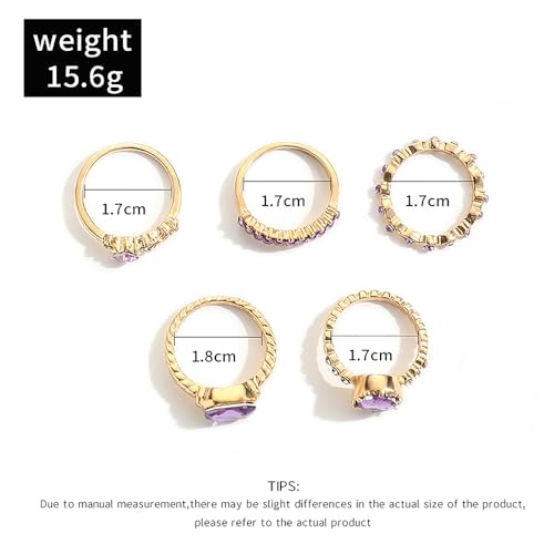 Crystal Stackable Rings Set for Women Trendy Star Moon Knuckle Rings Set Vintag Boho Rhinestone Midi Finger Rings Set
