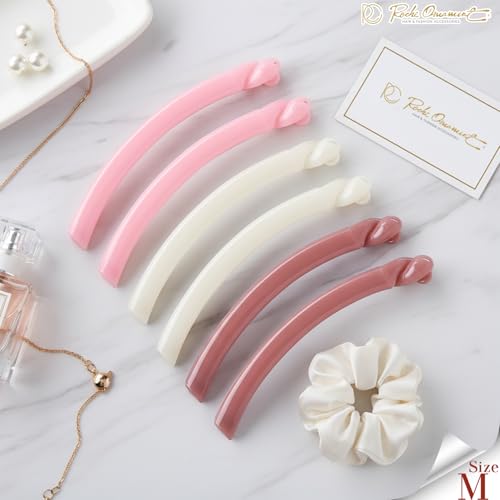 RC ROCHE 6 Pcs Banana Hair Clip Thin Hair Fine Ponytail Maker No Slip Small Claw for Women Secure Grip Jaw Clamp Cute Strong, Medium Cherry Blossom Kiss Collection - color: (Medium) Cherry Blossom