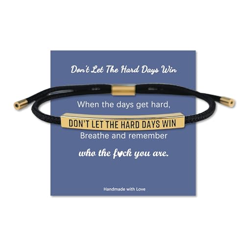 LINY Inspirational Gifts for Women Men, Dont Let The Hard Days Win Gifts, Motivational Inspirational Tube Bracelets Friendship Birthday Meaningful Gift for Friends Female - color: Dont Let-Tube Black+Gold