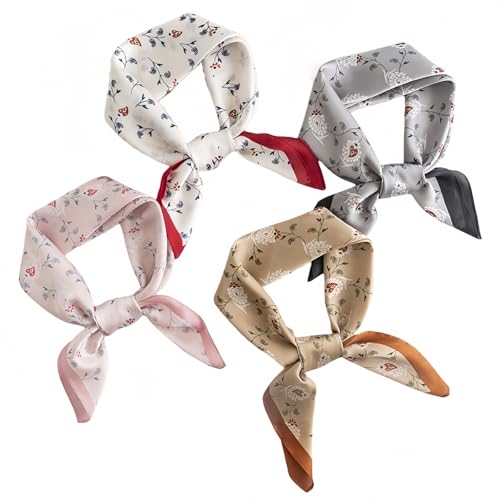 MINIDORA Satin Scarves for Women 27.5 × 27.5 inches Medium Square Elegant Silk Feeling Head Scarf - color: B006-gray