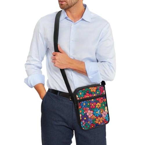 Womens Crossbody Bag Cell Phone Purse Wallet Small Shoulder Handbag for Workout Travel Gym - color: Hippie Flower