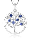 Tree of Life Necklace for Women - Solid 925 Sterling Silver 18K White Gold Plated Birthstone Pendant Jewelry - color: 12-Dec_Tanzanite