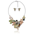 AMYJANE Vintage Statement Jewelry Set - Spring Leaf Flower Floral Plant Necklace Earring Set Crystal Rhinestone Fashion Costume Jewelry for Women Prom Party Unique Gift - style: meilian flower jewelry set green