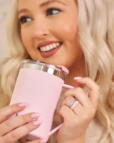 Rinfit Silicone Wedding Ring Sets - Soft, Stackable & Thin Silicone Rings for Her - Womens Rubber Wedding Rings - color: SetM - Black, Pink, Burgundy, White, Green, Peach, size: 5
