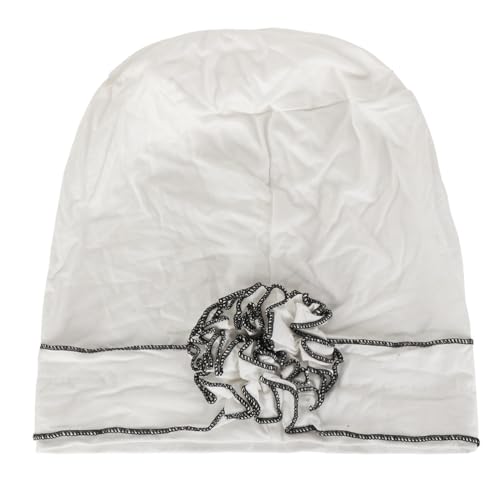 Headwrap Turbans for Women - Twist Soft Floral Solid Caps Pre Tied Chemo Beanies Headwear Hat for Cancer - color: Black White