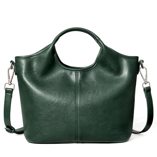 BOSTANTEN Vegan Leather Purses for Women Soft Top Handle Satchel Crossbody Zipper Handbag with Detachable Shoulder Strap - color: Dark Green