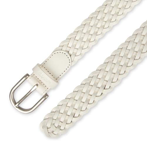 Levi's Women's Fully Adjustable Casual Leather Braided Belt for Jeans and Dresses - color: White, size: X-Large