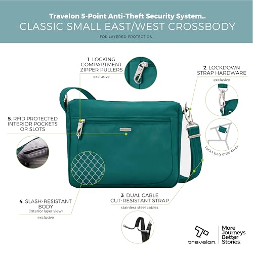 Travelon Anti-Theft Classic Small East/West Crossbody - color: Blossom Floral