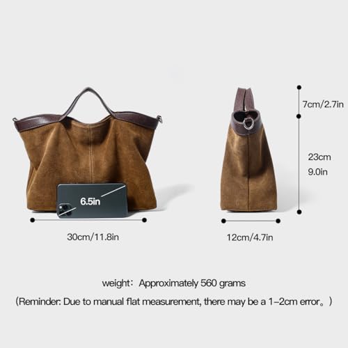 Dreubea Womens Suede Leather Shoulder Handbag Top-handle Crossbody Purse - color: Brown