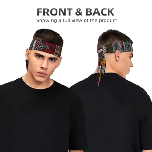 Sports Tie Headband Bandana Running Athletic Sweat Band Elastic Adjustable Sport Head Tie for Men Women Head Ties Ninja Tie Headbands Tennis Sweatbands Soccer Basketball Teams Running Head Band - color: Vintage