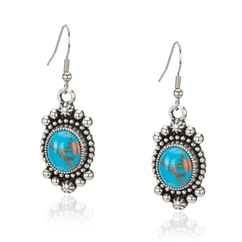 Rustic Couture's Western Earrings for Women Cowgirl Country Concho Dangling Western Statement Jewelry - color: P-Turquoise