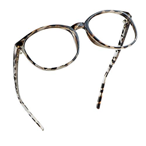 LifeArt Round Blue Light Blocking Glasses, Computer Glasses, Gaming Glasses, TV Glasses for Women Men (Leopard, No Magnification) - color: 12_days_leopard, size: +0.00(No Magnification)