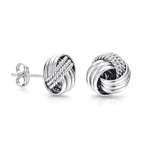 LeCalla 925 Sterling Silver Knot Stud Earrings Jewelry | Italian Design Love Knot Stud Earring | Celtic Knot Stud Earrings for Women - color: Silver Love_Knot