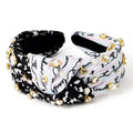 PANTIDE Teacher Jeweled Knotted Headband - Back to School Composition Notebook Rhinestone Pearl Embellished Headband Top Knot Hair Accessories Teacher Appreciation Gift For Women Girls (Black White) - color: Black White Teacher