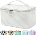 Meiyuuo Makeup Bag Large Cosmetic Bags for Women Girls Cute Travel Zipper Pouch Toiletry Organizer for Beauty Essentials Waterproof (Marble) - color: Off Marble