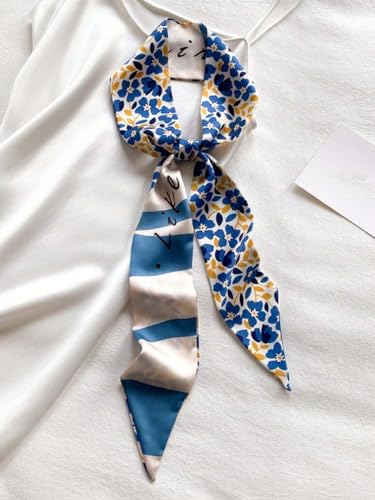 4/40 Pcs Hair Scarf for Women, 35"x2.36" Lightweight Silk Headband, Purse & Bag Scarves Gift Collection - color: Floral Multicolor