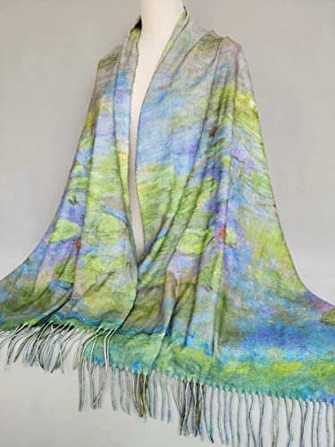 VENVSBEE Reversible Scarf Soft Large Shawl Wrap Blanket Double Sided Art Print Warm Pashmina Stoles Klimt Van Gogh Gifts - color: Art 11