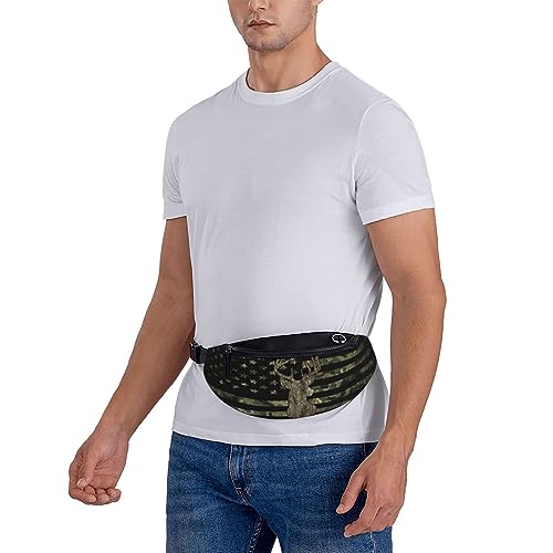 Camo Camouflage American Flag Hunting Deer Fashion Casual Fanny Pack Waist Bag Men Women Adjustable Belt Waist Bag For Travel Hiking Cycling Running Festival Carnival - color: Black1