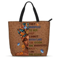 African American Women Tote Bag Black Shoulder Handbag For Women Fit Work Beach Labtops With Zip - color: Black Women 11