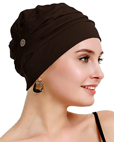 osvyo Cotton Chemo Turbans for Women Cancer Hairloss hat - Cotton Lightweight Headwear Sealed Packaging - color: Cotton Coffee