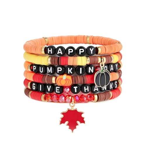 Elegance 11 designs Heishi Beaded Bracelets For Women Polymer Clay Colorful Surfer Stackable Beads Boho Bracelet Summer Beach Jewelry - color: Harvest Red