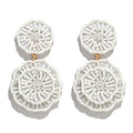 Statement Beaded Drop Earrings for Women Layered Bead Dangle Earrings - color: White