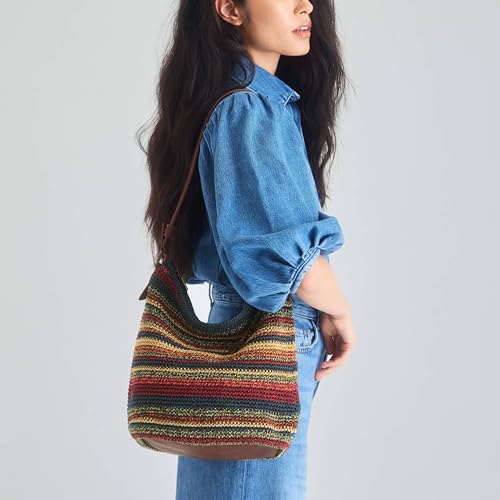 The Sak Sequoia Hobo Bag - Hand Crochet Large Women's Purse for Everyday & Travel - Durable Handbag & Tote With Zipper Pocket - color: Woodland Stripe
