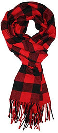 VERONZ Super Soft Classic Cashmere Feel Winter Scarf - color: Black Red Buffalo Checks