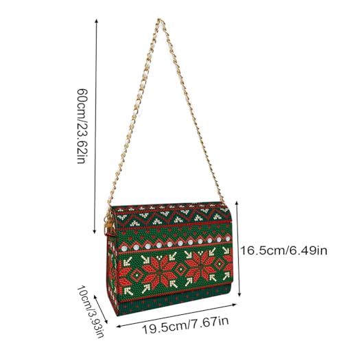 C'eitura Woven Pattern Wooden Clutch with Chain, DIY 5D Diamond Art Shoulder Bag, Boho Style Purse with Rhinestones, Unique Handbag Kit & Gift - color: SKB213