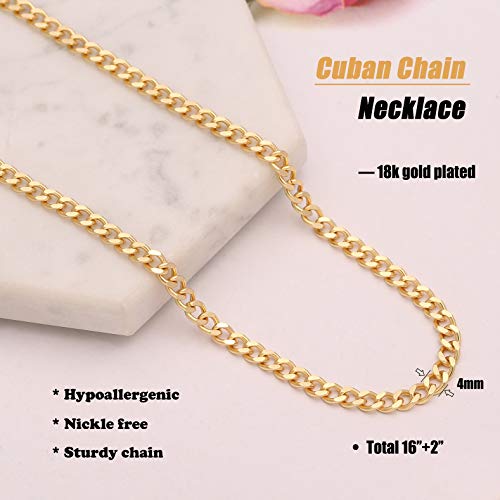 Aobei Pearl 18K Gold Plated Paperclip Chain Choker Satellite Chain Freshwater Cultured Biwa Pearl Pendant Necklace Dainty Turquoise Jewelry for Women - color: Cuban Chain