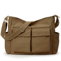 KALIDI Canvas Tote Bag Large Hobo Crossbody Shoulder Handbag Zipper Messenger Bag for Women or Men Casual College Work - color: Upgraded Brown