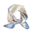 FEIBOON Mulberry Silk Scarfs Neck Scarf 21" Small Square Scarfs hair scarf bandana Neckerchief Headscarf for Women - color: White and Blue Flowers