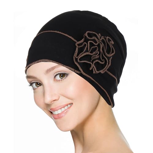 Headwrap Turbans for Women - Twist Soft Floral Solid Caps Pre Tied Chemo Beanies Headwear Hat for Cancer - color: Black Coffee
