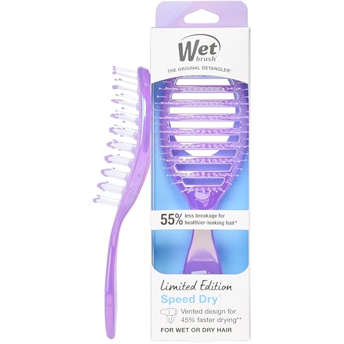 Wet Brush Speed Dry Hair Brush, Blow Dry Safe Bristles & Vented Design For Faster Drying Time, Ergonomic Handle, Reduces Breakage & Detangles All Hair Types, Limited Edition Prismatic Glow Purple - color: Prismatic Glow Purple, size: 1 Count (Pack of 1)