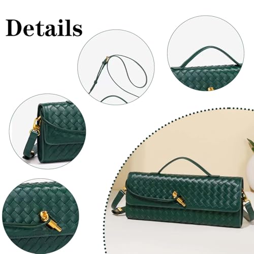 Handmade Woven Evening Bag for Women Casual Clutch Purse Leather Shoulder Handbag Fashion Crossbody Bag