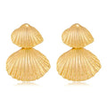 Gold/Silver Shell Dangle Earrings for Women Seashell Drop Dangle Earrings Ocean Beach Earrings Summer Jewelry - color: H