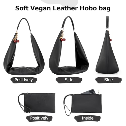 Slouchy Hobo Bags for Women Soft Vegan Leather Sling Bag Designer Shoulder Purses Top Handle Handbag with Small Purse