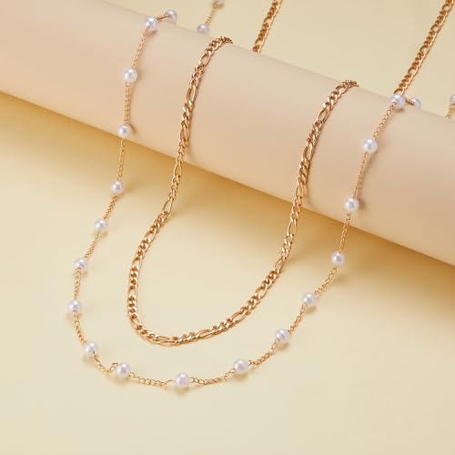 Belly Waist Chain Beads Pearl Coins Layered Belly Chains Boho Gold Plated Sexy Bikini Body Chain Adjustable Jewelry for Women - style: J-figaro