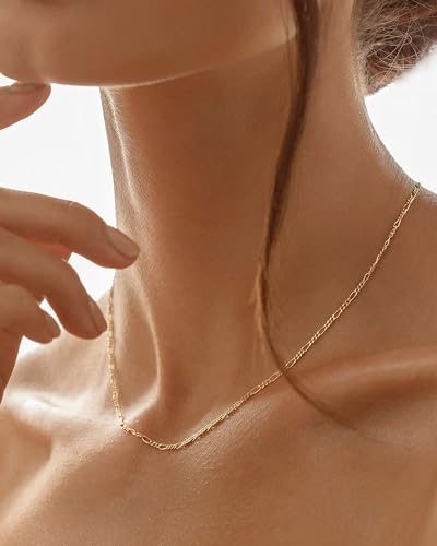 Gold/Silver Chain Necklace for Women Trendy - 925 Sterling Silver Dainty Waterproof Hypoallergenic Sturdy 18K Gold Plated Necklaces Jewelry Gift 14-20 Inch - color: 18K Gold Plated, size: 14"+2"