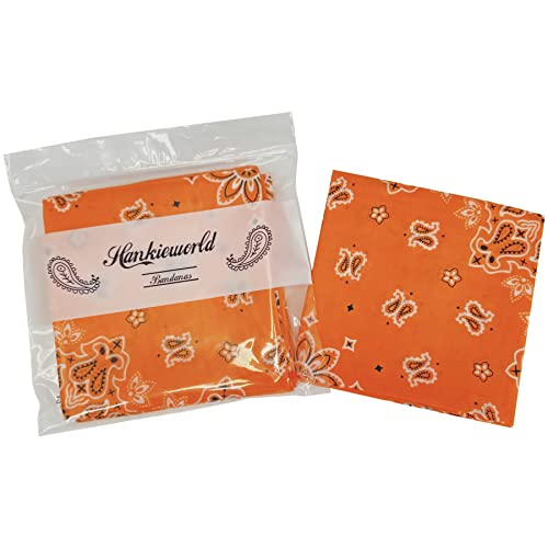 Single Pack Bandanas 60s Premium Cotton Soft Thin Handfeel Large Handkerchief for Men and Women - color: 1 Pack-orange