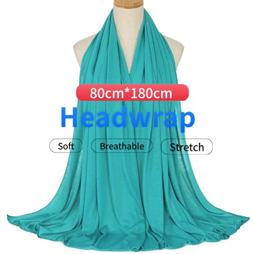 Harewom Head Wraps for Black Women Stretch Head Scarf Long African Hair Wraps Turban Headwraps Jersey Headbands - color: 1pcs -Medium-turquoise