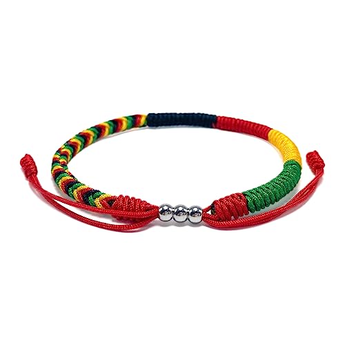 LAMIBEE Country Pride, Country Flag Code Bracelet, Protection and Lucky Sufer String Bracelet, Tibetan Wrist Wrap Bracelet, Boho Style Rope Bracelet for Women, Men, String Thread Bracelets - color: Africa