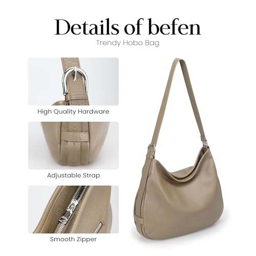 befen Vintage Genuine Leather Satchel Tote Bag for Women, Top Handle Handbags Leather Purse, Large Shoulder Crossbody Bags - color: Gray-a