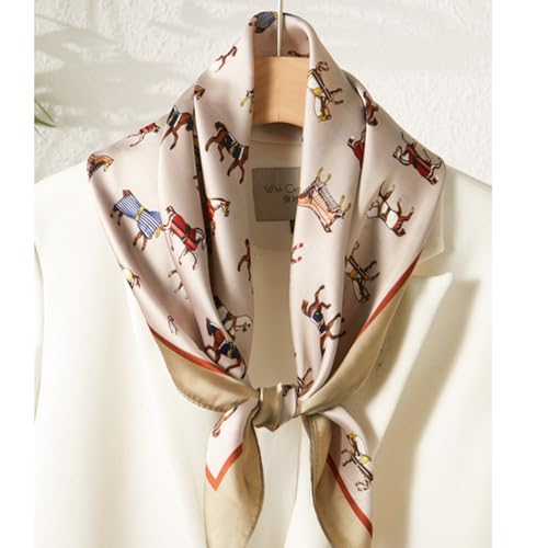 Sumolux Head Hair Scarf for Women Like Satin Silk Scarf Bandana Hair Wrapping Night Large Square Scarves 27.5" - color: White Pony