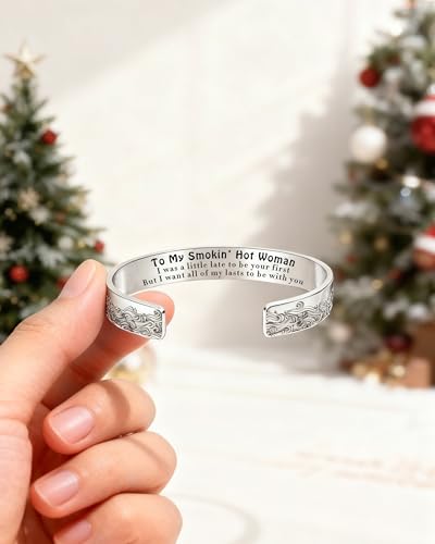 37JEWELRY 37Necklaces Inspirational Engraved Mantra Cuff Bracelets for Wife Girlfriend Valentine's Day Birthday Christmas Gift for Women