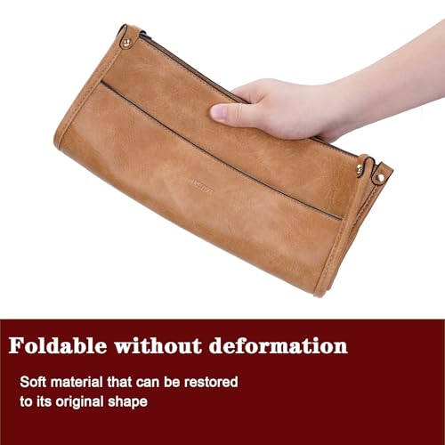 HKCLUF Crossbody Bag Purse for Women 2PCS/Set Leather Hobo Handbag Wallet Set With 2Adjustable Guitar Strap Shoulder Bag | Purse - color: A9-lightbrown
