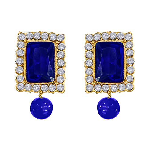 Aheli Ethnic Choker Necklace Earrings Wedding Bollywood Party Jewelry Set Gift for Women - color: Blue 2