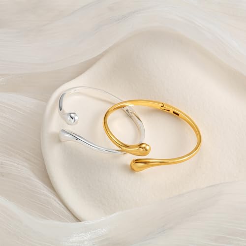 Robaice Gold Bracelets for Women Trendy，14K Gold Plated Bangle Cuff Bracelet Chunky Twist Bracelet Non Tarnish Hypoallergenic Jewelry Gift for Women - color: Small-Gold