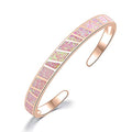 CiNily Womens Cuff Bracelet,Opal Bangle Bracelets Gold Plated Hypoallergenic Ladies Gemstone Open Cuff Bangle Bracelet - color: rose gold